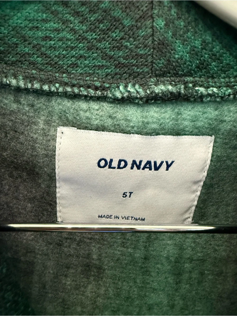 Old Navy Green and Black Plaid Shawl-Collar Kids Jacket